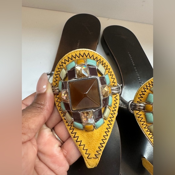 Pristine Giuseppe Zanotti Suede Crystal Embellishments Slides Size: 8.5 - Picture 8 of 9